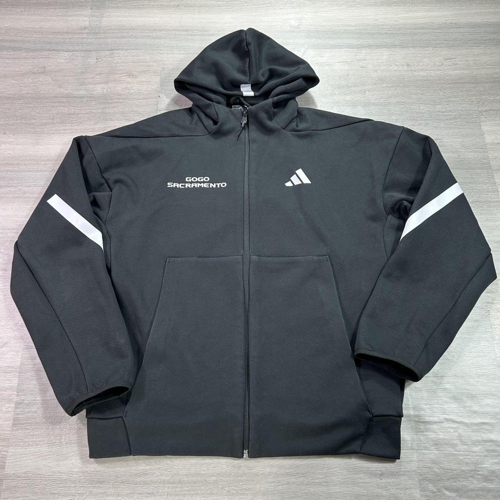 NWOT Adidas Sacramento State Jacket Mens Medium Black Full Zip Mesh Lined Hood
